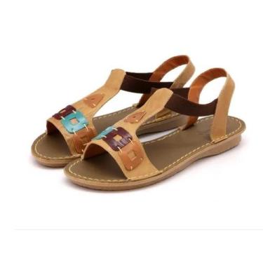 Imagem de Sandália Rasteirinha Feminina Em Couro  - DANDY, Bege, 35