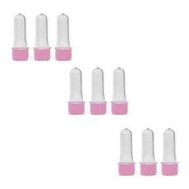 Imagem de Kit 100 Mini Tubete Com Tampa Rosa 8cm Acrílico - Deposito Essência