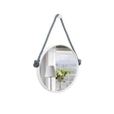 Imagem de Espelho Decorativo Adnet Branco Alça Sisal Blue 60 cm Redondo - E2G De
