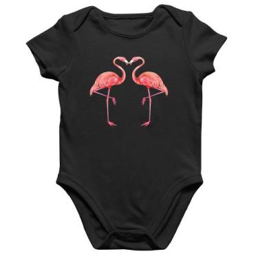 Imagem de Body Bebê Algodão Flamingos coração - Foca na Moda, Preto, GG