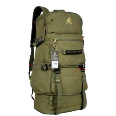 Imagem de Mochila Camping Em Lona Com Expansão Reforçada Kvn 80 Litros, Verde