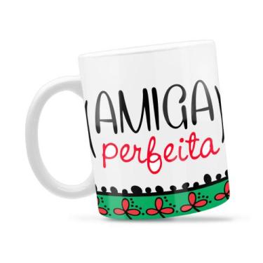 Imagem de Caneca Amiga Perfeita Divertida Porcelana Xícara 325ml + Caixa Present