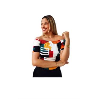 Imagem de Kit 5 Blusas Feminina Canelada Estampada Ciganinha Ombro a Ombro Com M