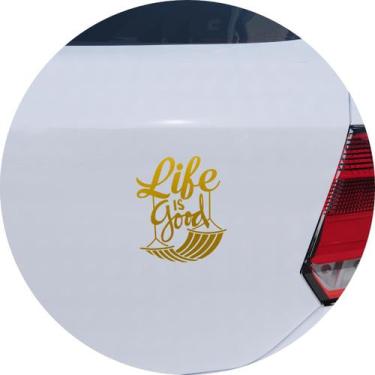 Imagem de Adesivo de Carro Life is Good - A Vida é Boa - Cor Dourado - Melhor Ad