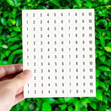 Imagem de Adesivo 12x12mm - 1 a 10 - 120 unidades - Adesivo Rei