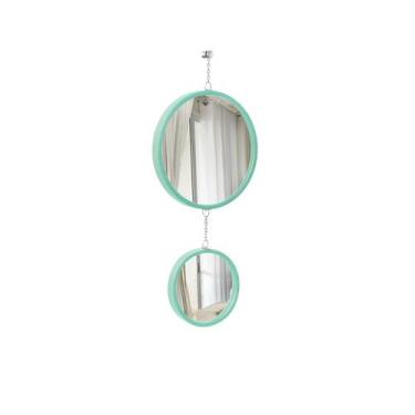 Imagem de  Espelho Decorativo Duplo Verde Alça Corrente 30 cm 20 cm Redondo - e2