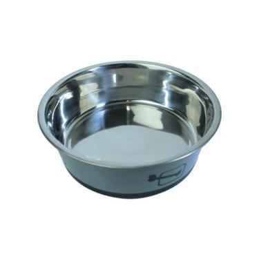 Imagem de Tigela para Ração - Aço Inox tamanho M - ZUKA PETS, Cinza