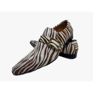 Imagem de Sapato Masculino Italiano Em Pelo Marrom Zebra Ref: D716 - ART SAPATOS