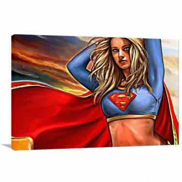 Imagem de Quadro decorativo Super Girl Artístico com Tela de Tecido - Wall Frame