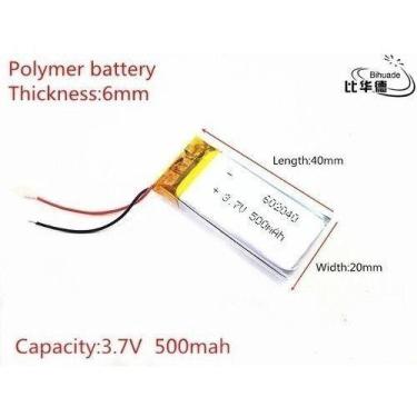 Imagem de Bateria 2 Peças 500 Mah 3,7v 2 Fios 6mm X 20mm X 40mm - KMIG