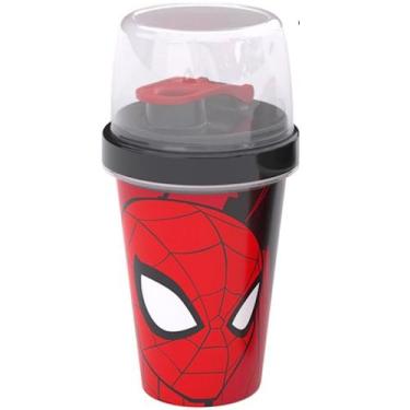Imagem de Homem Aranha Garrafa Escola Infantil 320ml Shakeira C/ tampa - Plasuti