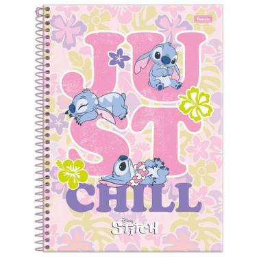 Imagem de Caderno Stitch Universitário 1 Matéria Espiral Escolar, Rosa