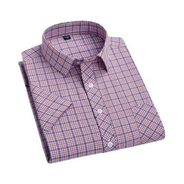 Imagem de Camisa Xadrez Masculina Plus Size 6XL - Manga Curta 100% Algodão - Pri