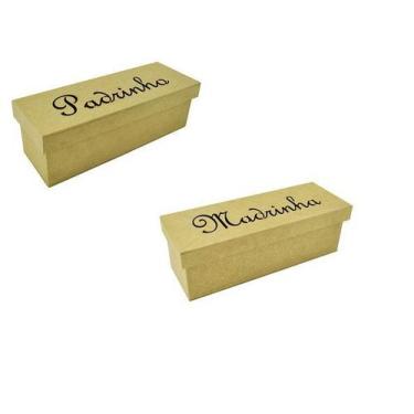 Imagem de Kit 24 Caixa Casamento 12 Madrinha e 12 Padrinho 23x8x7,5 Mdf Madeira 