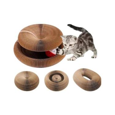 Imagem de Brinquedo Arranhador Gato Mágico Papelão Dobrável Bola Guizo - Pet For