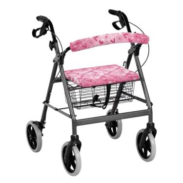 Imagem de Uorisanigo Rollator Walker acessórios capa de assento rosa coração decoração dia dos namorados rollator andador assento e encosto capas macias andadores para idosos com capas de assento presentes de