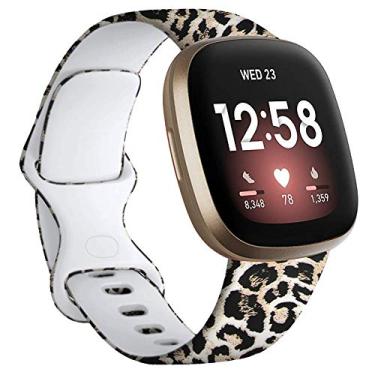 Imagem de FunBand Pulseira de substituição para Fitbit Versa 3/Fitbit Sense, com estampa floral, silicone macio, fitness, esportiva, para relógio inteligente Fitbit Versa 3/Fitbit Sense