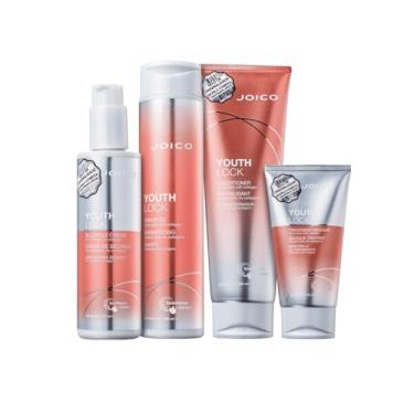 Imagem de Joico Youth Lock, Kit de Cuidados para Cabelos com Shampoo, Condicionador, Tratamento e Creme de Secagem, Tamanhos Variados