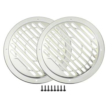 Imagem de ACROPIX Capa de grade de alto-falante de carro universal de 11,4 cm redonda de 4,5 polegadas capa protetora de subwoofer com parafusos de montagem ABS prateado - pacote com 2