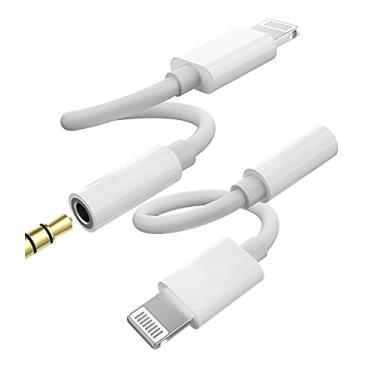 Imagem de Lightning para divisor de 3,5 mm (pacote com 2) Adaptador auxiliar de iPhone para conector de fone de ouvido Dongle para conector de cabo de fone de ouvido com certificação MFI para fones de ouvido de