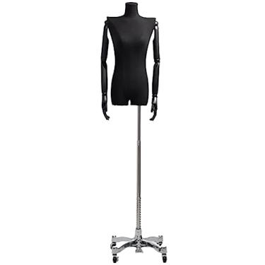 Imagem de Multiuso Manequim de ombro reto plástico metade do corpo manequim feminino para roupas com suporte destacável montar Janela