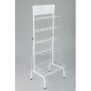 Imagem de Expositor com 16 ganchos e 1 cesto (Branco)