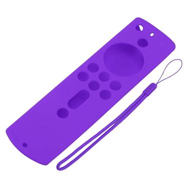 Imagem de Capa Protetora Fire TV Stick 4K Com Capa de Silicone Leve, à Prova de Choque, Design de Cordão Antiderrapante, Lavável, Capa Protetora Remota para Fire TV Stick 4K 2018 (Roxo)