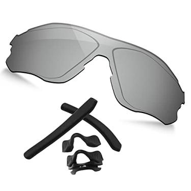 Imagem de TRUSHELL Mais de 20 opções de kits de borracha/lente de substituição para óculos de sol OAKLEY EVZero Path OO9308, Kits de borracha preta + espelho prateado - polarizado, EVZero Path