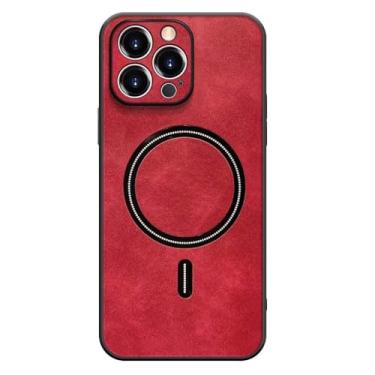 Imagem de Capa capinha protetora em tecido e silicone compatível com a tecnologia de carregamento por aproximação sem fio para o iPhone 15 Pro Max - Tela 6.7 Cor: Vermelho