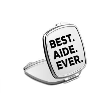 Imagem de SpreadPassion Espelho compacto auxiliar, presente auxiliar, espelho fotográfico Best Aide Ever, espelho de maquiagem de viagem pequeno espelho portátil, espelho de bolso portátil, ideia de aniversário