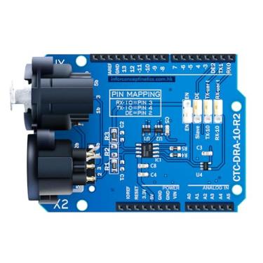 Imagem de CQRobot DMX Shield MAX485 compatível com placa Arduino (RDM capaz), dispositivo em rede DMX512, capacidade de gerenciamento de dispositivos com controle remoto LED/música, mestre DMX estendido.