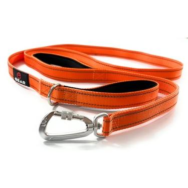 Imagem de Coleira resistente para cães com mosquetão de trava – guia de nylon refletiva com alça acolchoada ou alças duplas de trânsito – perfeita para caminhadas e treinamento - cães grandes, médios e pequenos