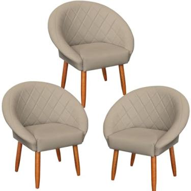 Imagem de Kit 3 Poltronas para Clínica Decorativa Resistente Confortável Tecido Corano MOBLAN decor (Cappuccino)