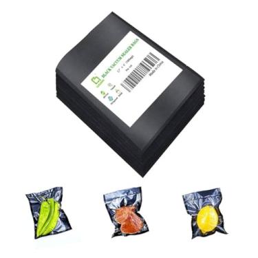 Imagem de CANLENPK Mini sacos de vedação a vácuo pretos e transparentes, pequeno saco de armazenamento de alimentos pré-cortado, selar refeição lanche porca de frutas, ferver vapor congelado, sacos seláveis resistentes de grau comercial (100 peças)