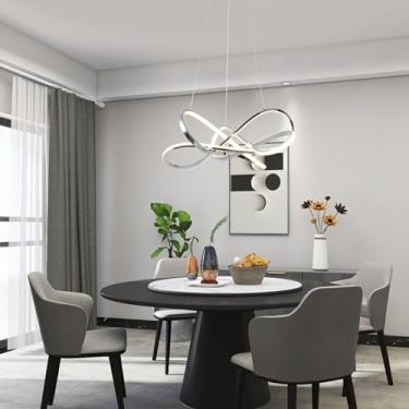 Imagem de LED Luzes pendentes DIY Lustre regulável ajustável pendurado luminárias pendentes para sala de jantar Cozinha Sala Bar com RC (Cromar, L65*W52*H16 cm)