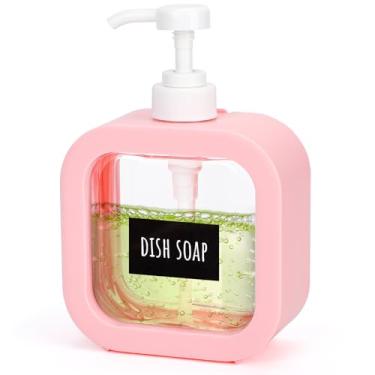 Imagem de Segbeauty Dispensador de sabão de mão vazio de cozinha de 480 ml, dispensador de sabão líquido recarregável para banheiro, dispensador de sabão de plástico rosa de 500 ml, dispensador de detergente