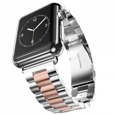 Imagem de Luksinlong Pulseiras de relógio inteligente para Apple Watch séries 10, 9, 8, 7, 6, 5, 4, 3, Ultra, SE 2 1 de 38 mm, 40 mm, 41 mm, 41 mm, 41 mm, prata e rosa