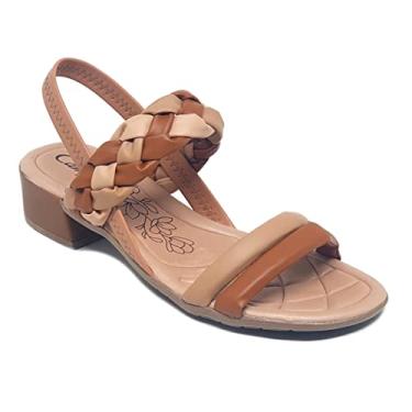 Imagem de Sandália Salto Baixo em Bloco Trançada Campesí L8592 - Marrom - 35