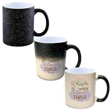 Imagem de Caneca Magica Porcelana Glitter Muda de Cor - 325ml - ARCO IRIS A ALEGRIA DO SENHOR E A NOSSA FORCA