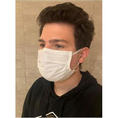 Imagem de 100 Máscara Cirúrgica Tripla Tnt 3 Camada Clipe Nasal Filtro - Fitas e