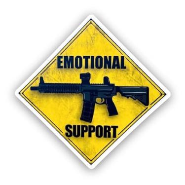 Imagem de Adesivo de vinil com sinal de apoio emocional para amantes de armas - 12 cm para carro, para-choque, caminhão, van, laptop, tablets, parede, janela, superfície lisa