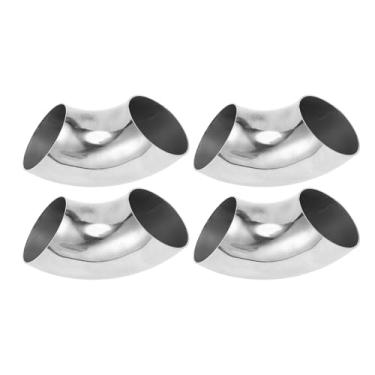 Imagem de Motoforti 4 peças 90 graus mandril curva cotovelo carro modificado tubo de escape tubulação 6.3 cm espessura OD 1,0 mm/19GA 63x152x1,0 mm aço inoxidável 304 tom prata