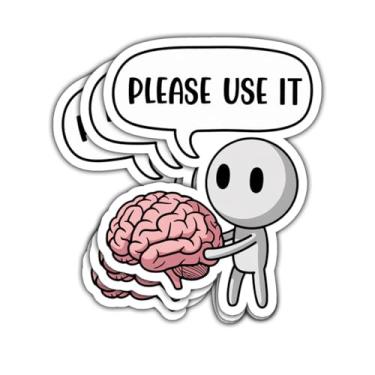 Imagem de Adesivo de cérebro Please Use It com 3 peças, anatomia cerebral - use it, adesivo à prova d'água de vinil cerebral, adesivo divertido, adesivos de saúde mental para laptop, garrafa de água, carro