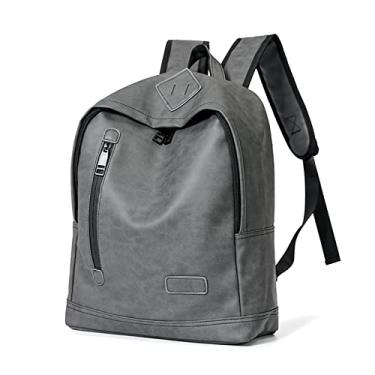 Imagem de Mochila masculina de moda casual simples mochila de couro macio para homens mochila de grande capacidade para laptop bolsas de viagem masculinas(G)