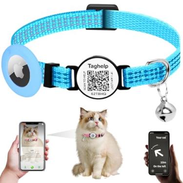 Imagem de Coleira reflexiva para gatos AirTag, coleira para gatos TAGHELP GPS com suporte para Apple Air, coleiras rastreadoras de gatos com faixa elástica de segurança para meninas, meninos, gatinhos e