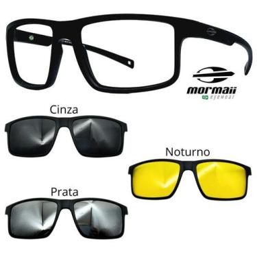 Imagem de Oculos Mormaii Swap 5 6127 A14 Preto Fosco Com 3 Clipons, Cinza, Prata
