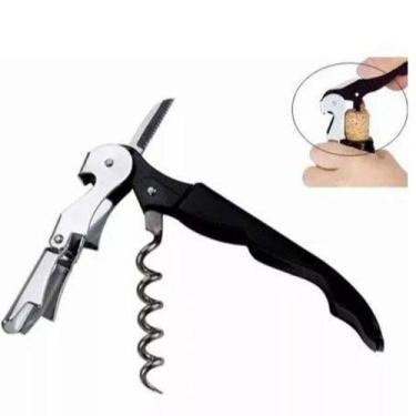 Imagem de Saca Rolhas Com 2 Estágios Abridor Garrafa E Lata Aço Inox - ORIGINAL 