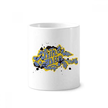 Imagem de Hip-Hop Rock and Roll Bin Box suporte para caneta de escova de dentes com padrão de caneca, copo de cerâmica branco, 355 ml