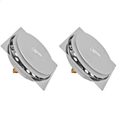 Imagem de Kit 2 Ralo Click Inteligente Quadrado 15x15 Aço Inox Veda Cheiro Odore