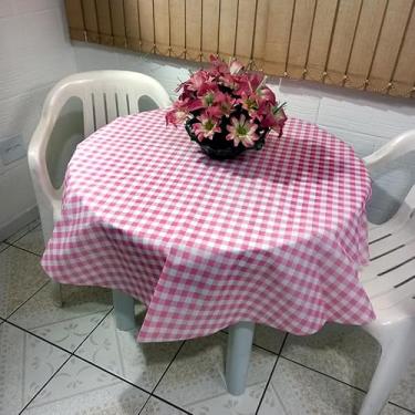 Imagem de Toalha Mesa de TNT Estampada Redonda 1,35 Diâmetro - 2 Uni Xadrez ROSA